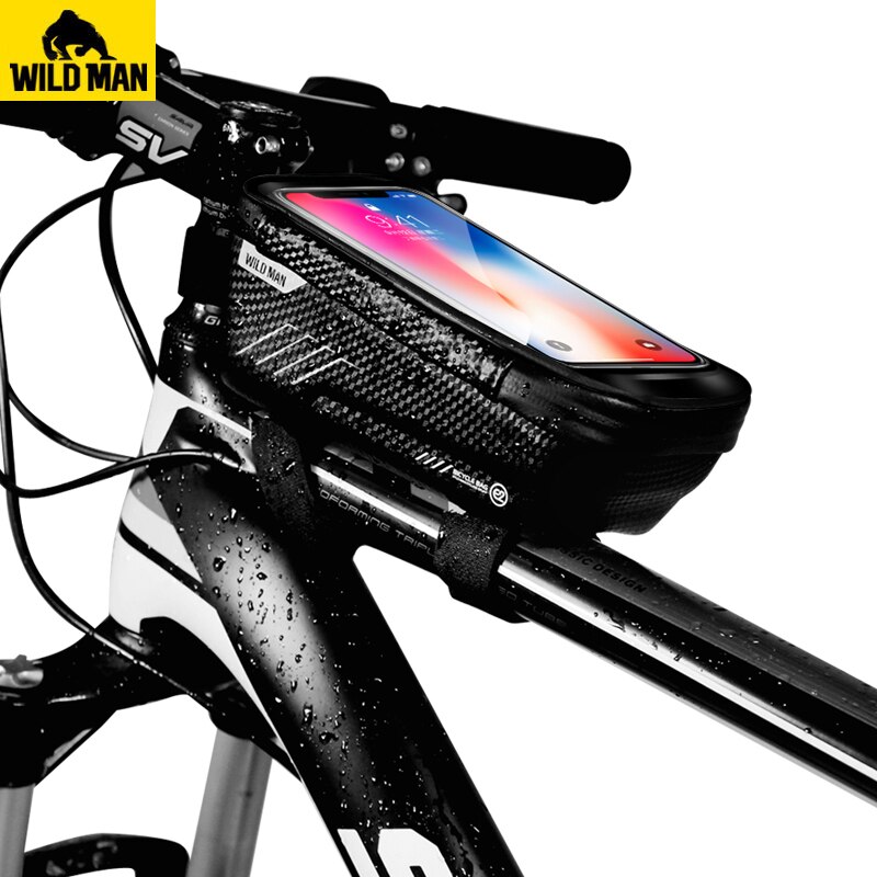 WILDMAN MTB Bike Bag 6.2 "Touchscreen Fiets Voorframe Telefoontasje Fietsen Regendicht Top Tube Bag Anti Druk Accessoires