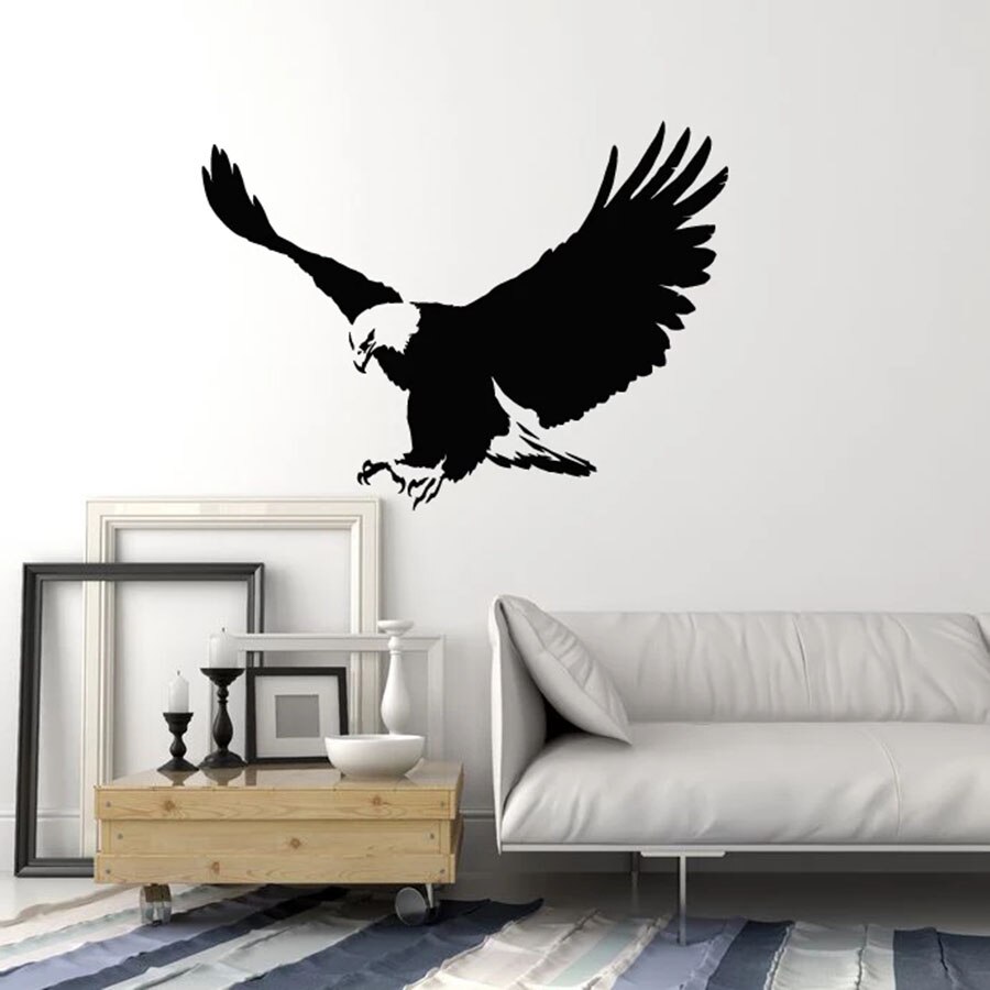 Flying Eagle Wall Decal Big Bird Tribal Style Vinyl Window Stickers Cool Animals Art Mural Home Decor for Bedroom Man Cave 1874