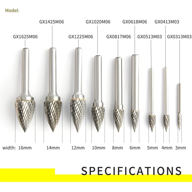 Fraise rotative en acier au tungstène, 1 pièce, en métal dur tranchant, tête de meulage en forme de G pour sculpture sur bois