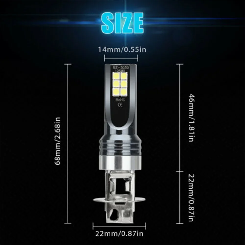 2 uds H3 bombillas LED de luz antiniebla para coche DRL H11 H8 H9 H4 H1 H7 lámpara de faro de motocicleta 9005 9006 faro de conducción automática 6000K 12V 24V