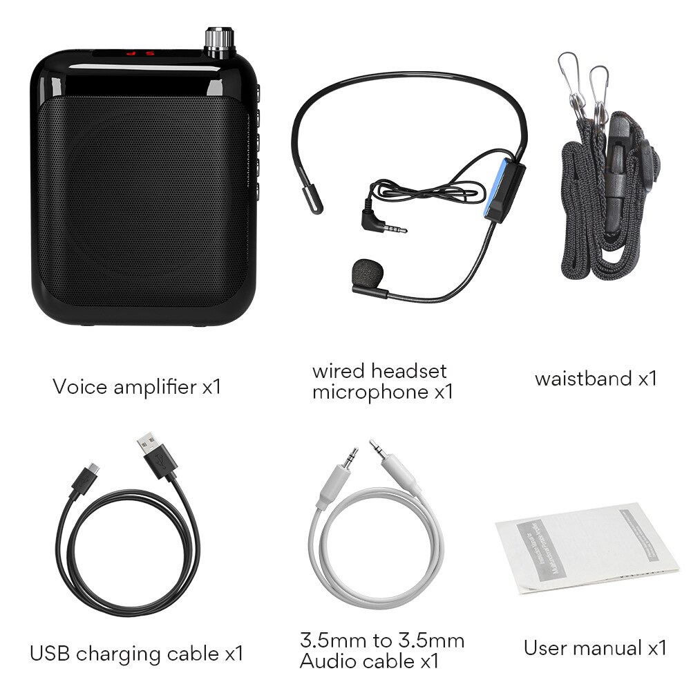 Amplificatore vocale con Radio per insegnante microfono amplificatore pubblicatore guida turistica Mini vita appesa con Mp3 Fm Radio TF Card