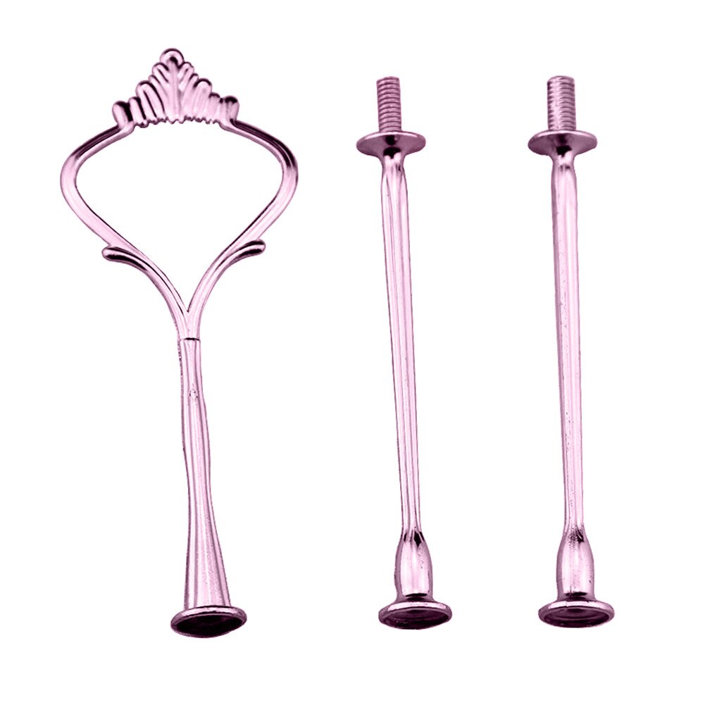 3 Tier Hardware Crown Cake Plate Stand Handle Fitting Wedding Party Table Decor Afternoon Tea Plates Party Tableware Cake Tray: Pink