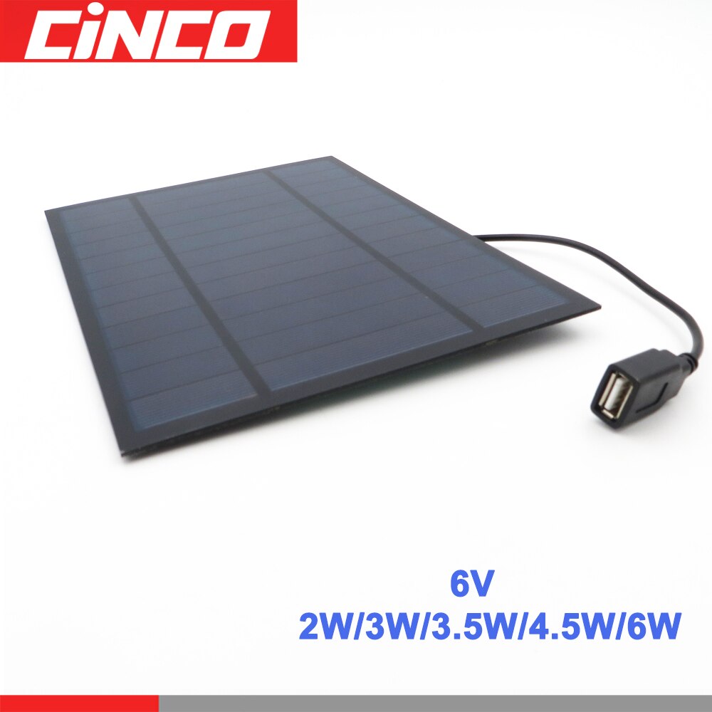 6V 2W 3W 3.5W 4.5W 6W Solar Panel USB Portable Mini DIY Panel Solar Lamp Battery Toys Phone Charger Solar Cells