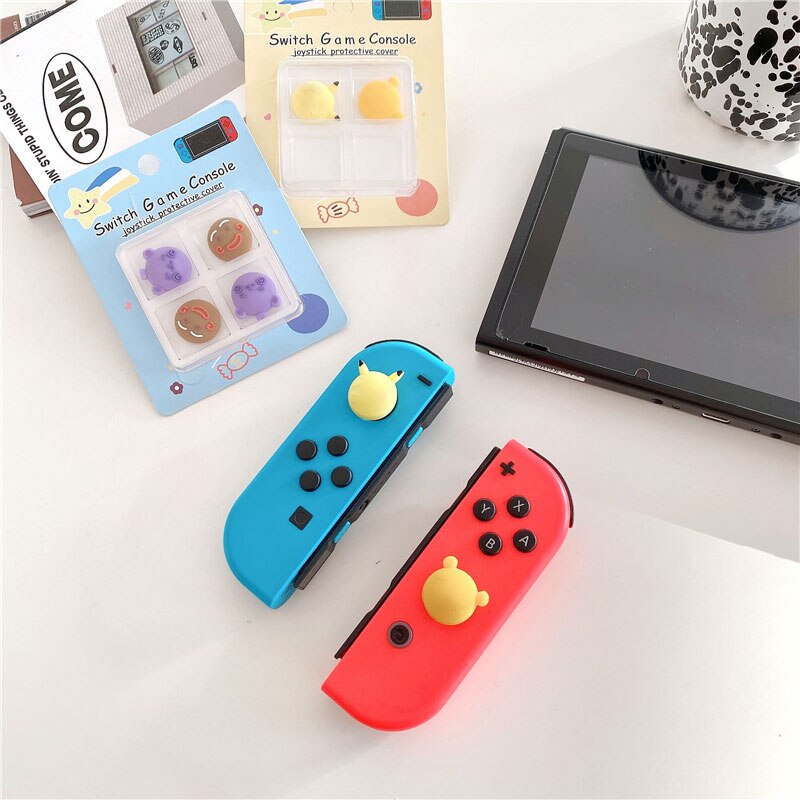 4 stücke Nette Cartoon Joystick Abdeckung Thumb-Stick Grip Cap Für Nintendo Schalter NS Lite Freude-Con Controller Gamepad weiche Silikon Fall