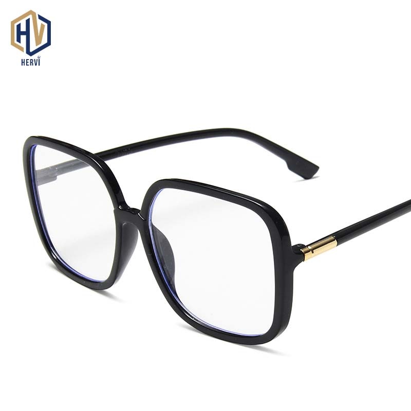 Anti Blue Light Oversized Square Glasses Frame Brand Black Big Eyeglass Frames Clear Lens Glasses