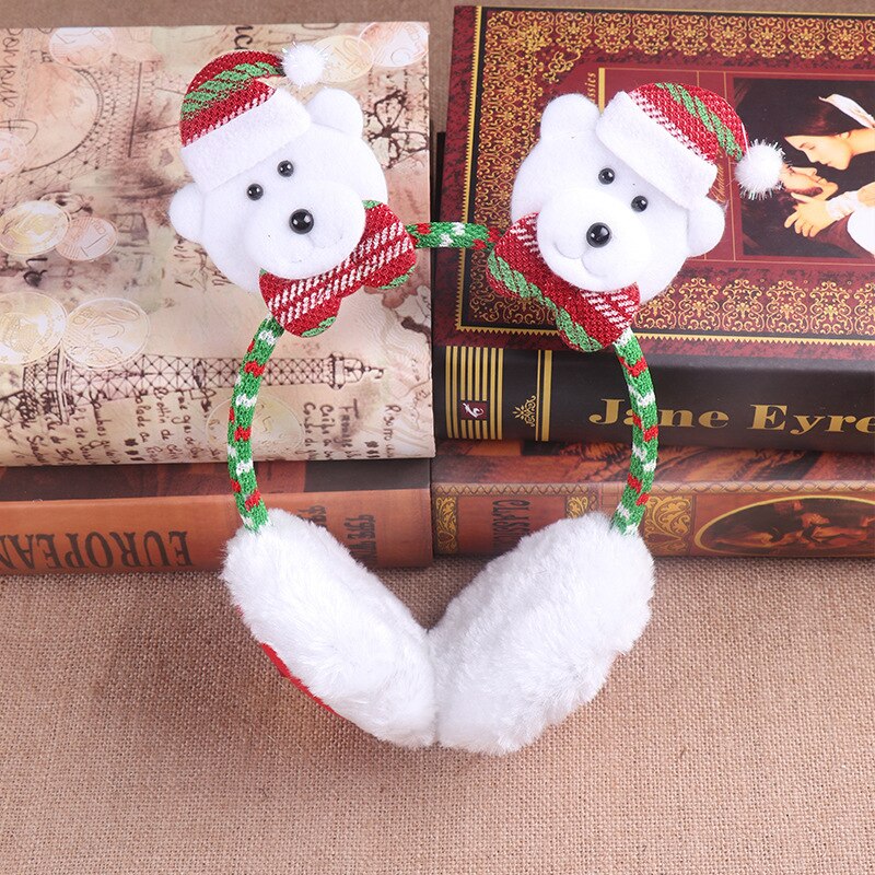 10pcs Christmas Earmuffs Reindeer Snowman Santa Claus Soft Headband Winter Accessories Party Dress Up Birthday Wedding Cosplay: bear