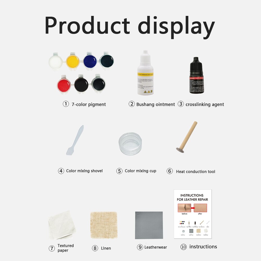 Car Seat Sofa No Heat Leather Vinyl Repair Kit for Car Leather Seat Bag Rips Gouges Repair Cream Retreading Refurbish Repair Too