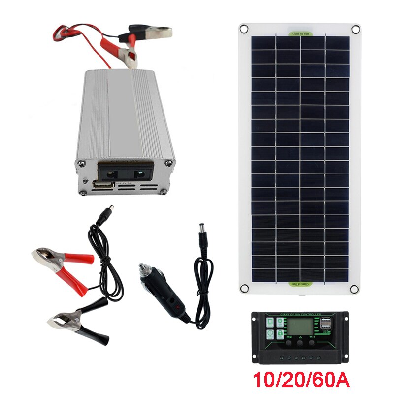 Painel solar, sistema de energia solar, 30w, 220v, controle de bateria, 220w, inversor usb, conjunto completo, energia doméstica, acampamento