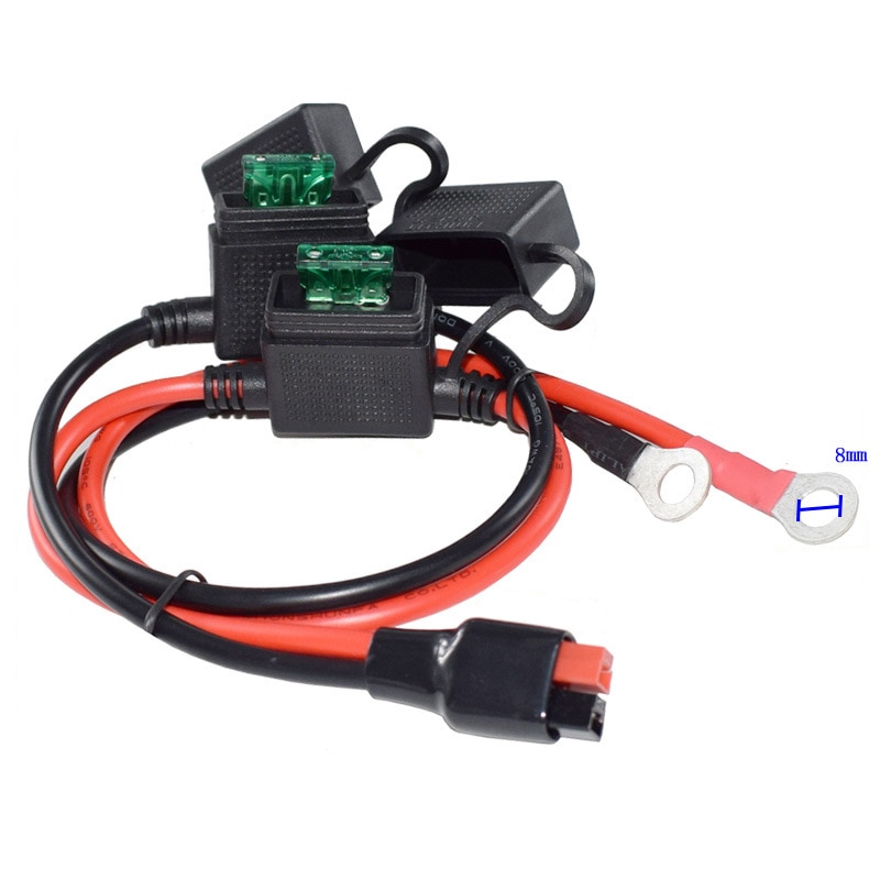 Portafusibles doble estilo ATC positivo/negativo, con terminales de anillo, con conectores 45A, cable de calibre 10 De 2 pies.