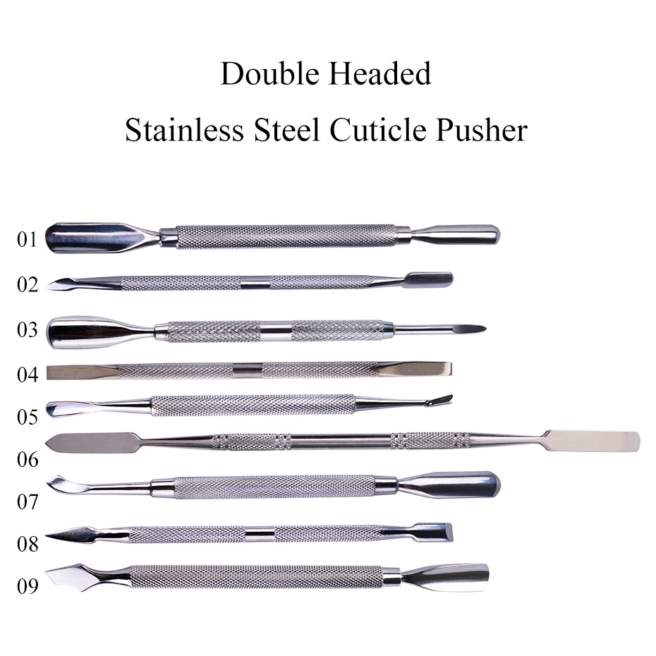 1pc Stainless Steel Cuticle Pusher Spoon Double Sided Nail Art Trimmer Dead Skin Cutter Manicure Pedicure Nail Care Tools LY1-9