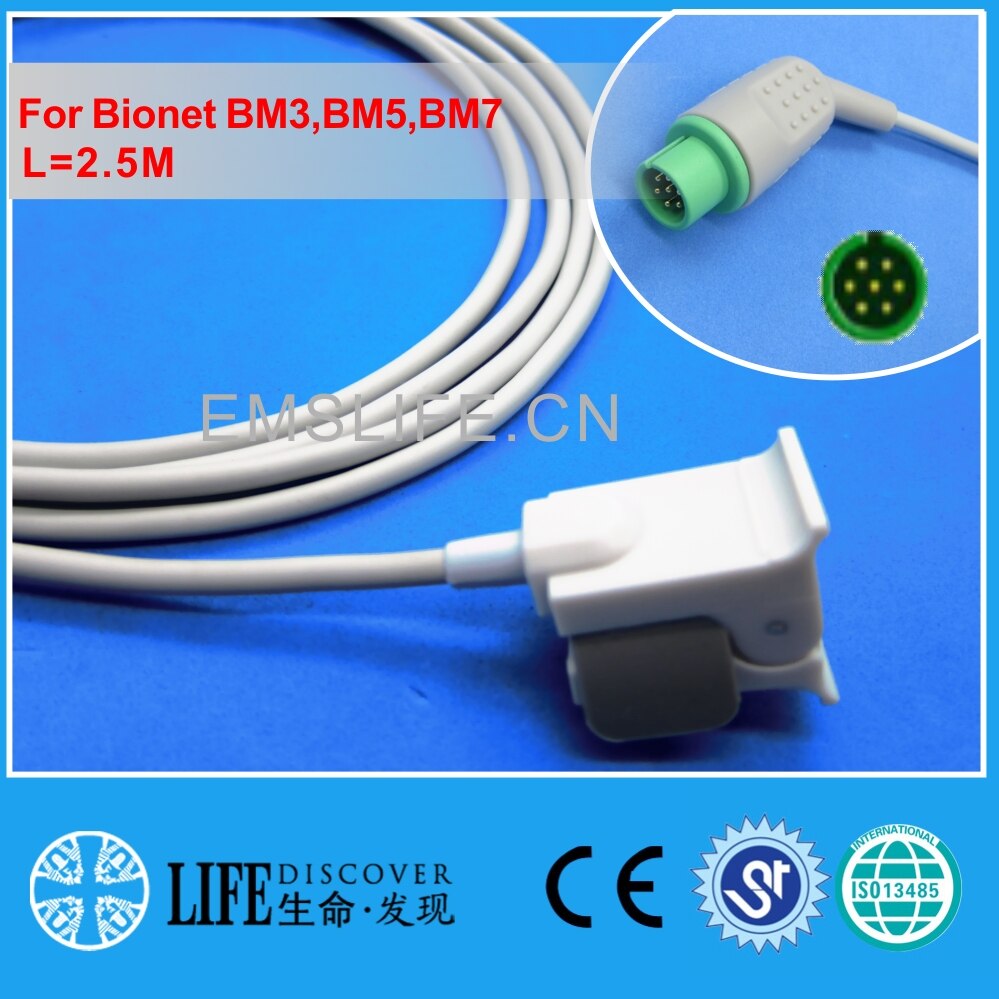 Lange kabel AWT volwassen vinger clip spo2 sensor Voor Bionet BM3, BM5, BM7: child Finger clip