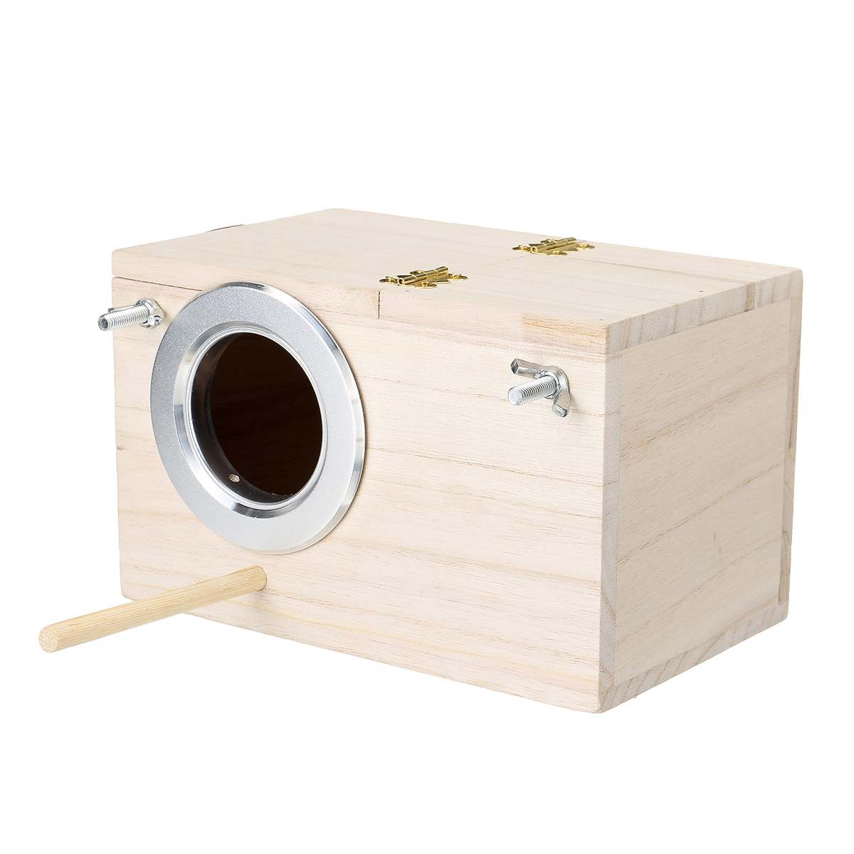 Bird Parrot Wooden Box Budgie Nest Wooden Box Breeding Boxes Aviary Bird House Nesting w/ Stick Window Security Garden Yard Home