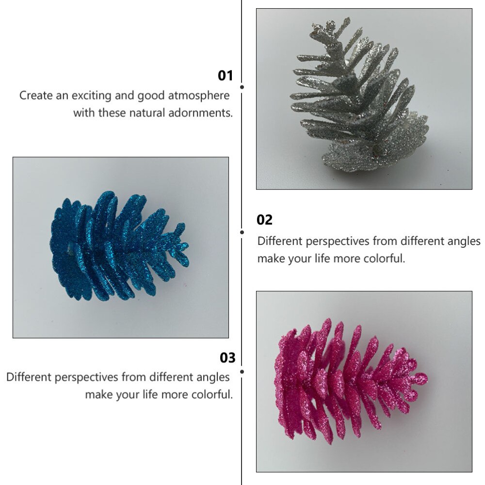 6 stuks kerstversiering in de vorm van dennenappels, kerstboomhanger, feestartikelen (willekeurige kleur)