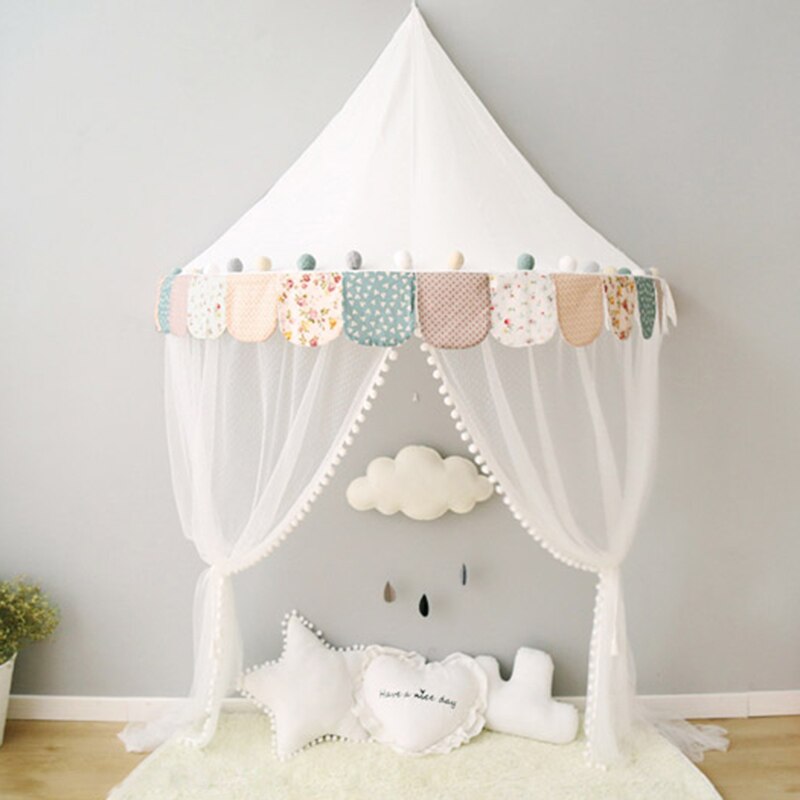 Children Play House Castle Kid Teepee Tents Cotton Foldable Tent Canopy Bed Curtain Baby Crib Netting Girls Boy Room Decoration