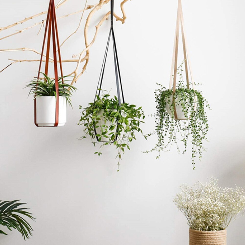 Lederen Plant Hanger Opknoping Planter Bloempot Houder Voor Indoor Planten Cactus Succulent