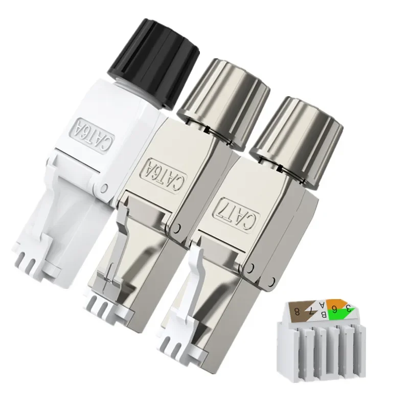 Conector Cat6A Cat7 RJ45 UTP/STP, enchufe de terminación de campo sin herramientas, red Cat 7, adaptador macho Modular Ethernet PoE blindado RJ 45
