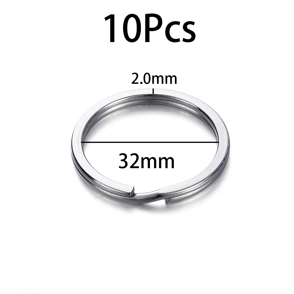 Llaveros redondos de acero inoxidable, llaveros de línea plana para llaveros, accesorios para fabricación de joyas DIY, 15-35mm, 10-20 piezas: Gris