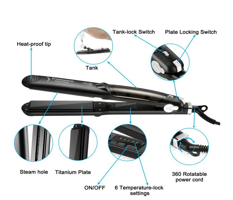 flat iron hair straightener brush salon steam/mini/ceramic hair straightener for hair styler