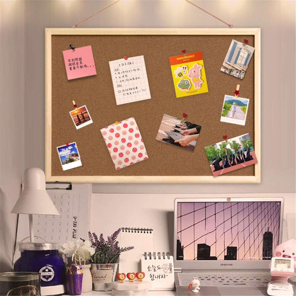 Soft Wooden Cork Board Hanging Postcard Photo Message Wall Board Pushpin DIY Memo Paper Background Board Office Stationery