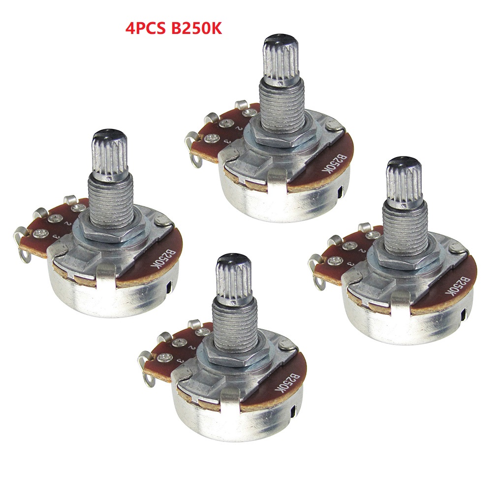 FLEOR 4pcs Full Size Pots Long Split Shaft Guitar Potentiometers A500K A250K B250K A500K for Choose: Yellow
