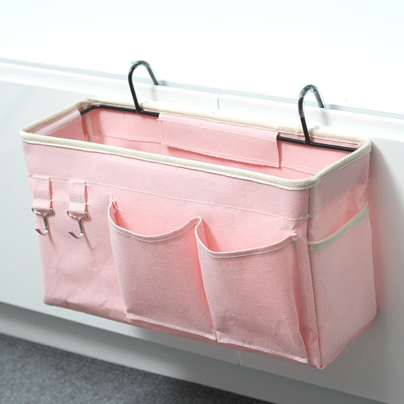 Hanging Organizer Bedside Storage Bag Large Capacity Holder For Dormitory Bed Bunk Hospital Bed Rails Hanging Organizers: Pink