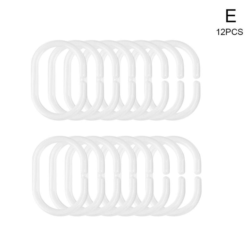 Neue Heiße Vorhang Pole Dusche Stange Haken Aufhänger Weiß Farbe Kunststoff Ring Schlecht Drapieren Schleife Verschluss Vorhänge Hause Verwenden Clips 12Stck: E