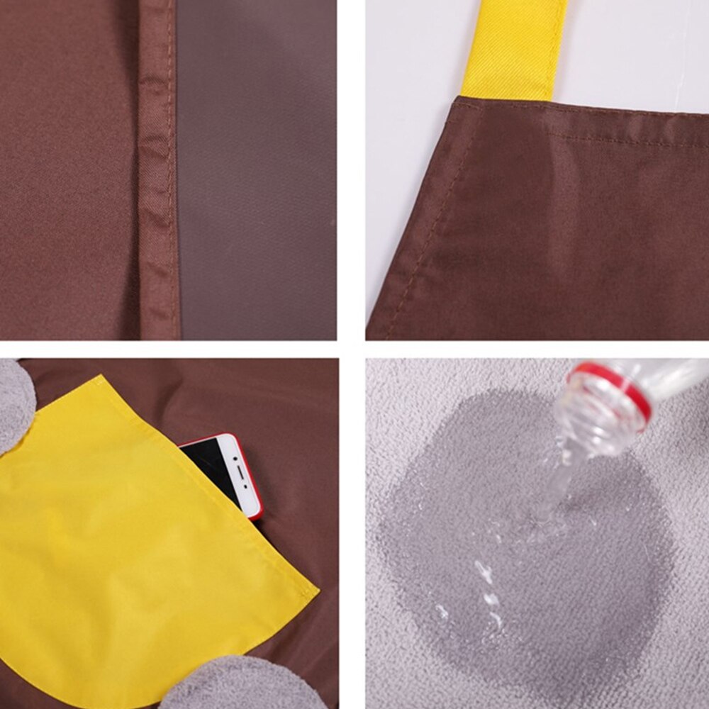 Hand Towel Apron Waterproof Stain Home Kitchen Cooking Waist Korean Cute Bear Hanging Neck Towel Apron Oversleeve