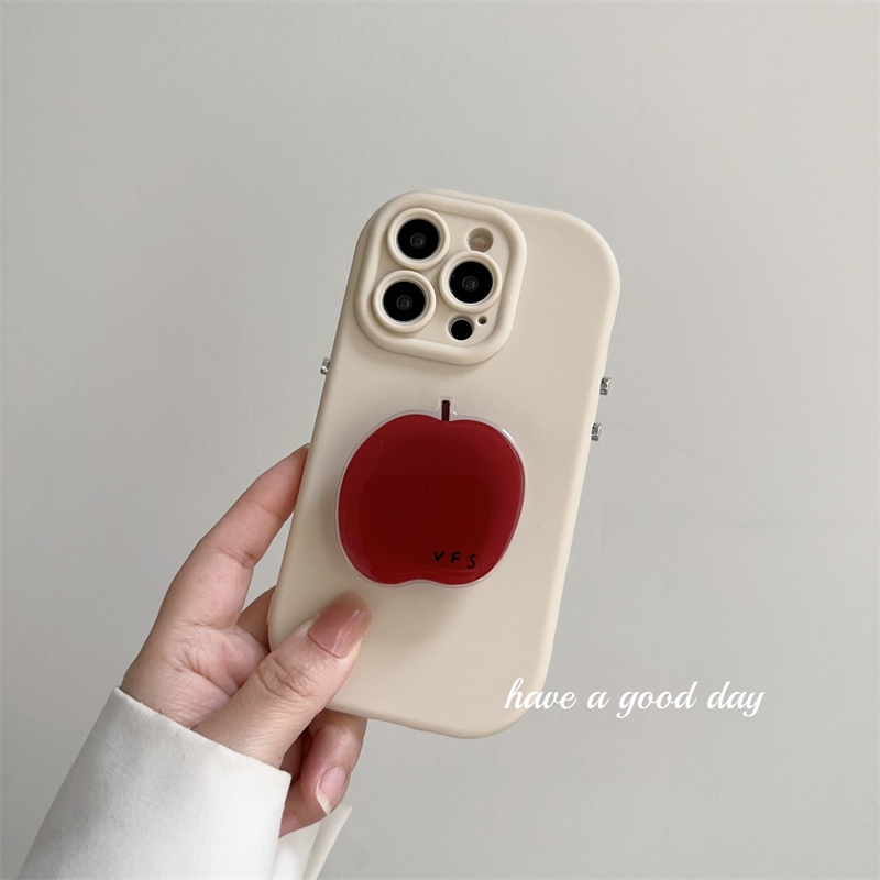 Korea Ins Kawaii Red Fruit Bracket Phone Case For IPhone 15 14 13 12 11 Pro MAX XS XR X Cute Shockproof Back Cover