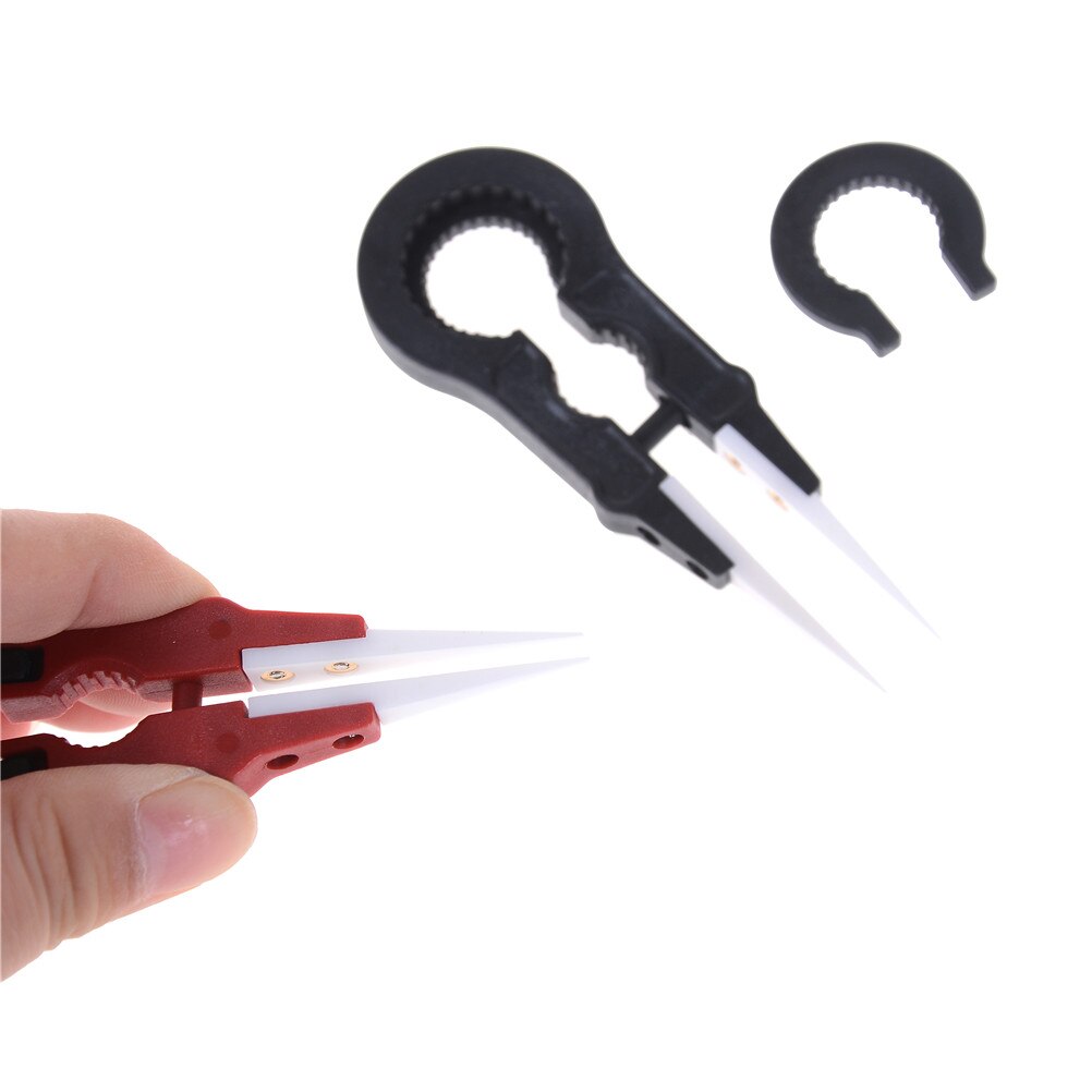 1pc Dismountable Ceramic Tipped Stainless Steel Tweezers Fine Pointed Tips Heat Resistant Tweezer