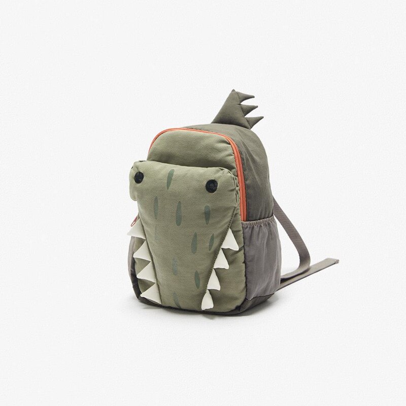 Skoletaske drenge og piger af sød tredimensionel grøn lille krokodille rygsæk personlighed elev taske rygsæk pung