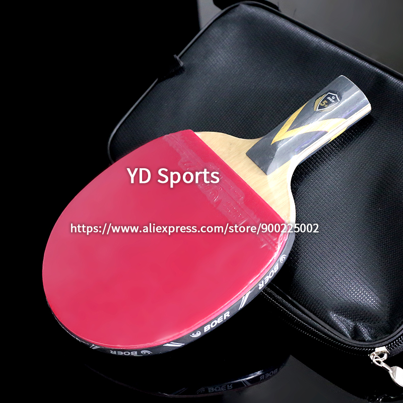 5 Stars Carbon Fiber Table Tennis Racket Long Handle Short Handle Double Face Pimples-In Rubbers Training Racquet With Bags: Short Handle