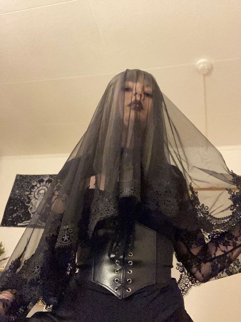Et lag blondekant sort brudeslør 1.5*1.5m langt bryllupsslør bryllupstilbehør mariage bryllupsslør cosplay