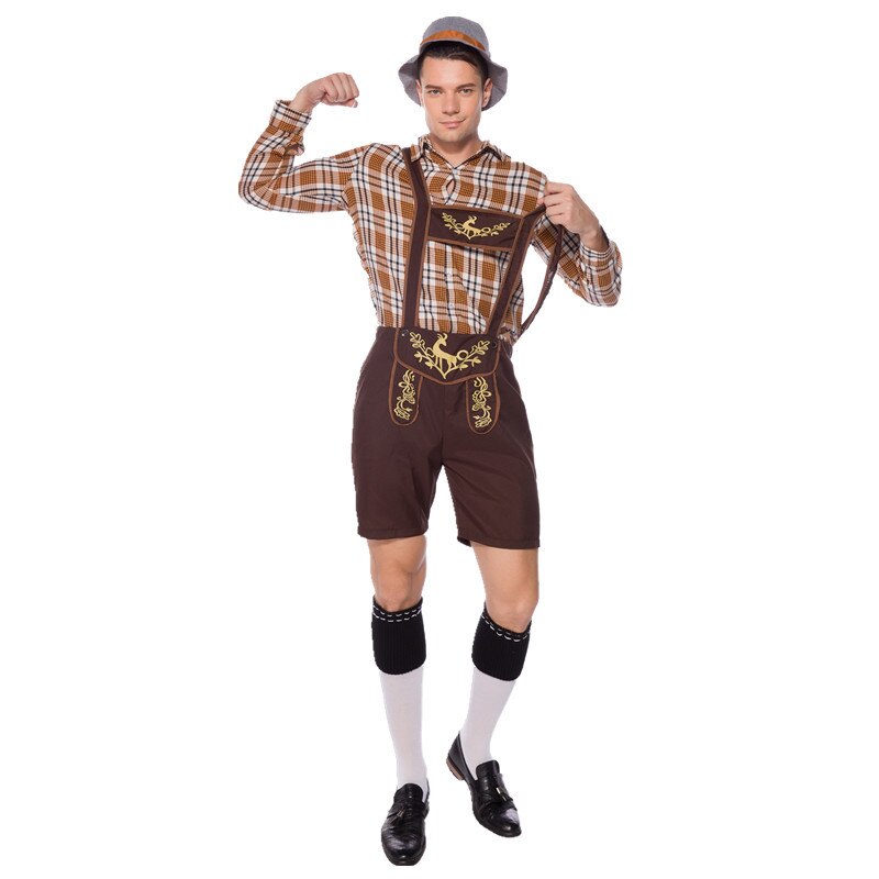 Oktoberfest de Alemania Suspender Lederhosen camisa sombrero traje Bavaria cerveza Festival Halloween vestido de lujo