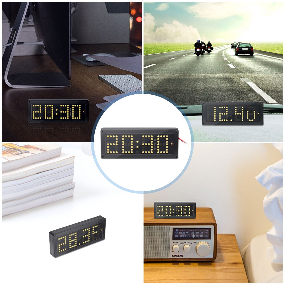 3 In 1 Ajustable Hoge Precisie Led Klok Voltage Auto Elektronische Digitale Thermometer Auto Klok Lichtgevende Voltmeter Rx8025