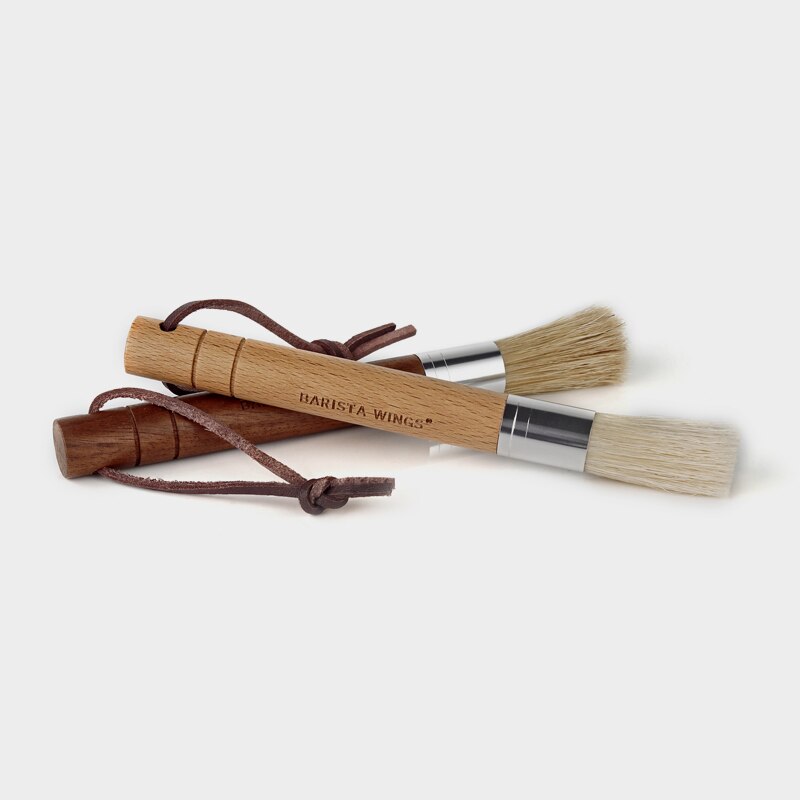 Cepillo de limpieza para molinillo de café, herramienta limpiadora para máquina de café, con cordón de cerdas naturales, para Barista, cepillo de limpieza de polvo