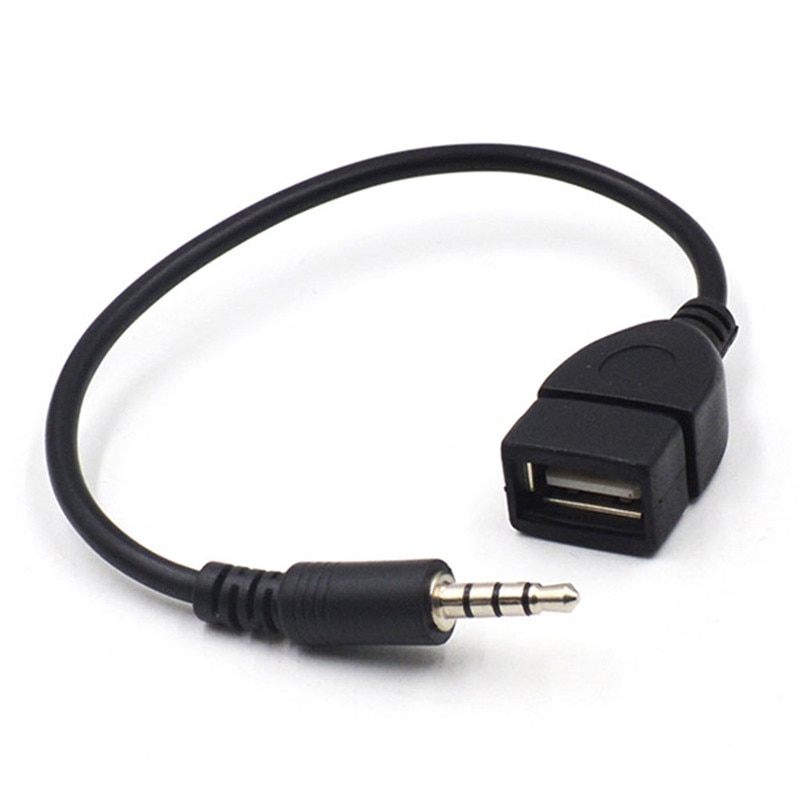 Zwart 3.5mm 20 cm Draagbare Universal Handig Male Audio AUX naar USB Type A Vrouwelijke OTG Converter Adapter Kabel voor Auto ONS #268463