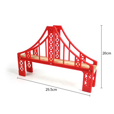 2019 New Fai da Te Accessori Accessori Treno Ferrovia Pista Ferroviarie di Legno Montessori di Legno Stazione Degli Autobus Arcobaleno Ponte Pista: 6