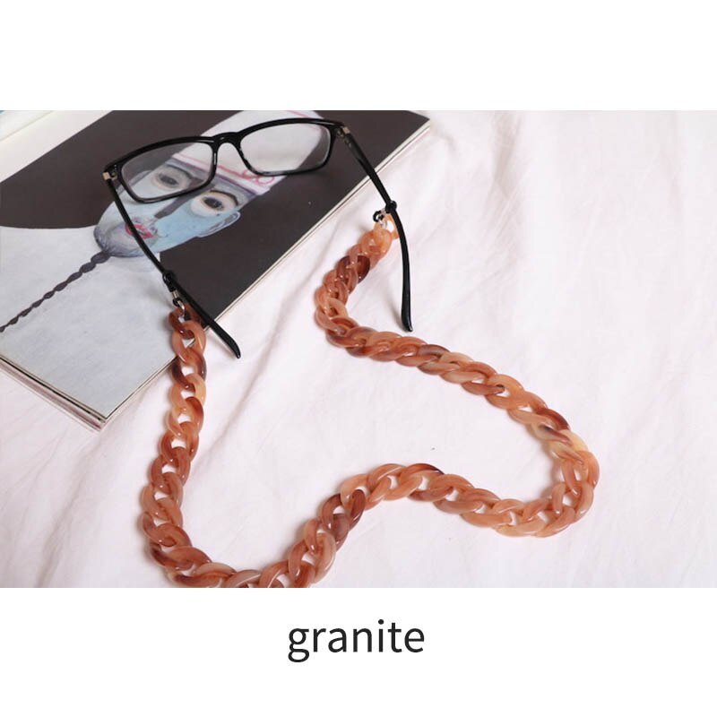Chaîne de lunettes de soleil de retenue de lunettes de soleil de 20 couleurs, corde de lunettes de lecture en acrylique de 70cm longueurs, sangles de maintien de lanière vintage antidérapantes: Granit