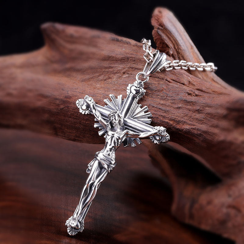 BALMORA 925 Sterling Silver Jesus Crucifix Cross Charm Pendants for Women Men Religious Christian Jewelry Without Chain