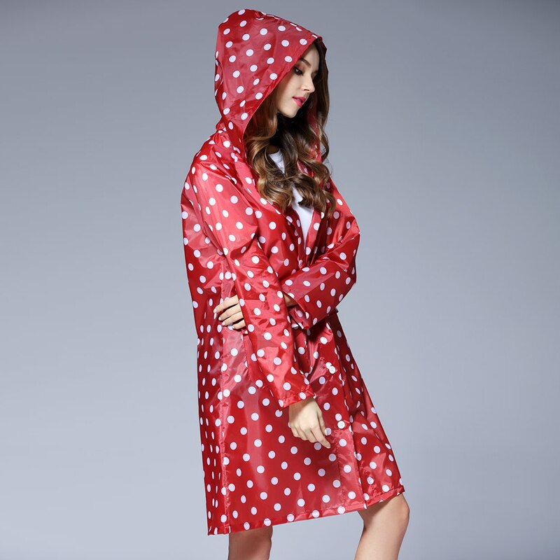 Dot girl lady hooded raincoat kvinnor utomhusresa vattentät ridduk regnrock för kvinnor poncho lång regnkläder regnjacka