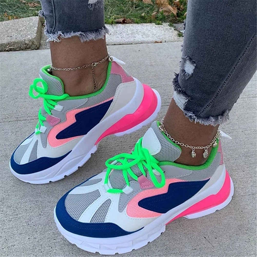 Doratasia kvinders blandede farver sneakers damer flad platform snørebånd sko kvinde afslappet efterårs sneakers stor størrelse 35-43