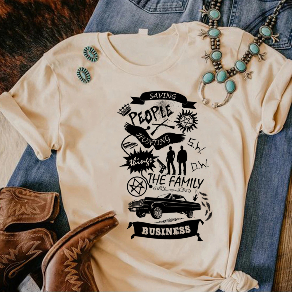 Camiseta sobrenatural para mujer, top japonés de cómic, ropa harajuku femenina