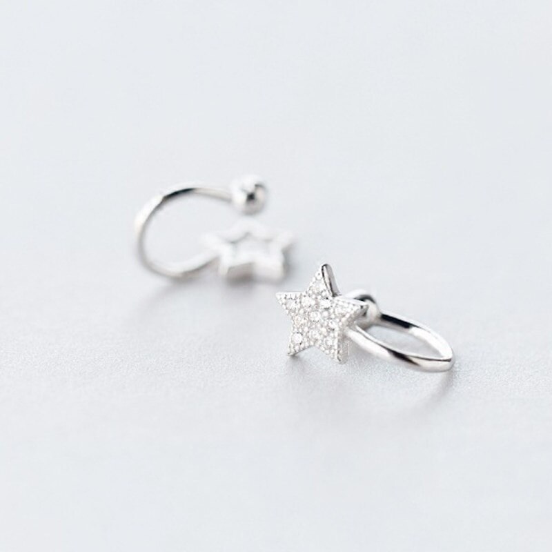 1pc Stern Silber Farbe Zirkonia Chic Gefüllt Tragus Clip auf Ohrringe für Frauen Gefälschte Piercing Ohr Manschette earcuff Brincos