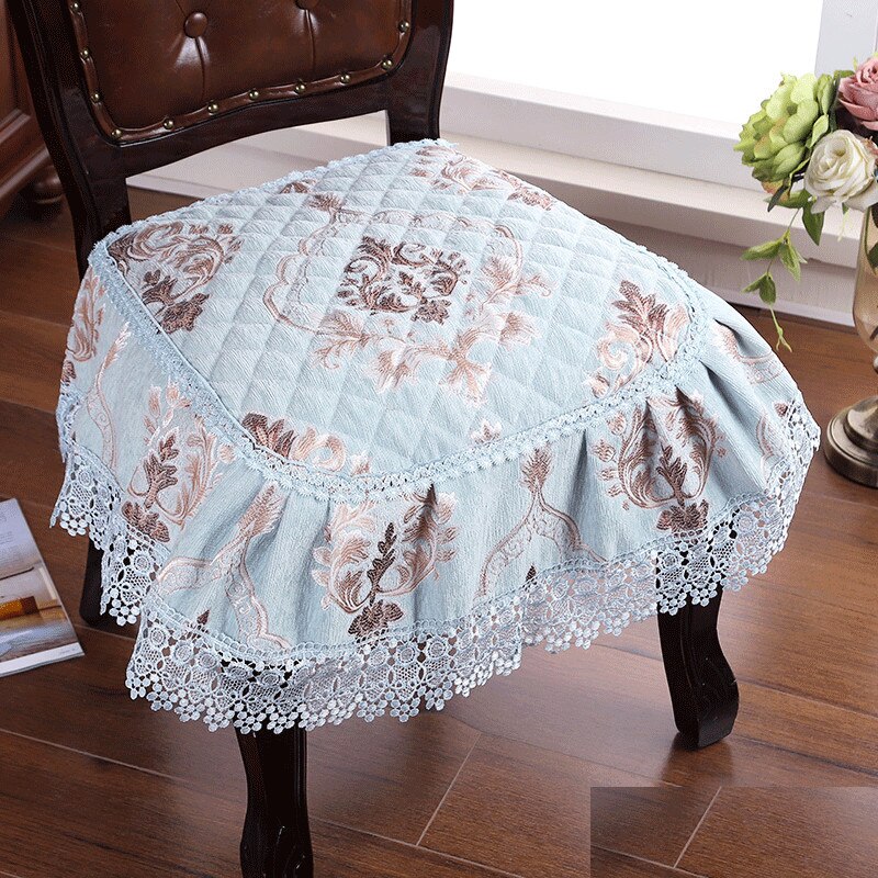 European Style Lace Chair Cushion Chenille Dining Chair Non-Slip Pads Breathable Thickened Universal Seat Mats Banquet Wedding C: yunaqianlv