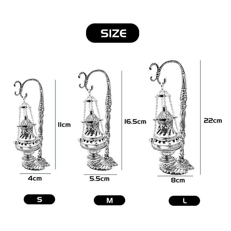 S/M/L Cross Censer Christian Church Incense Burner Religious Worship Utensils Orthodox Relics Crafts Chapel Ornament