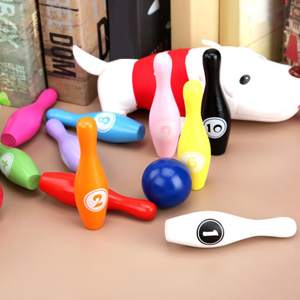 Jeu de Bowling en bois pour enfants, maison amusante, jeux de sport, Mini jouet d&#39;intérieur pour enfants d&#39;âge préscolaire