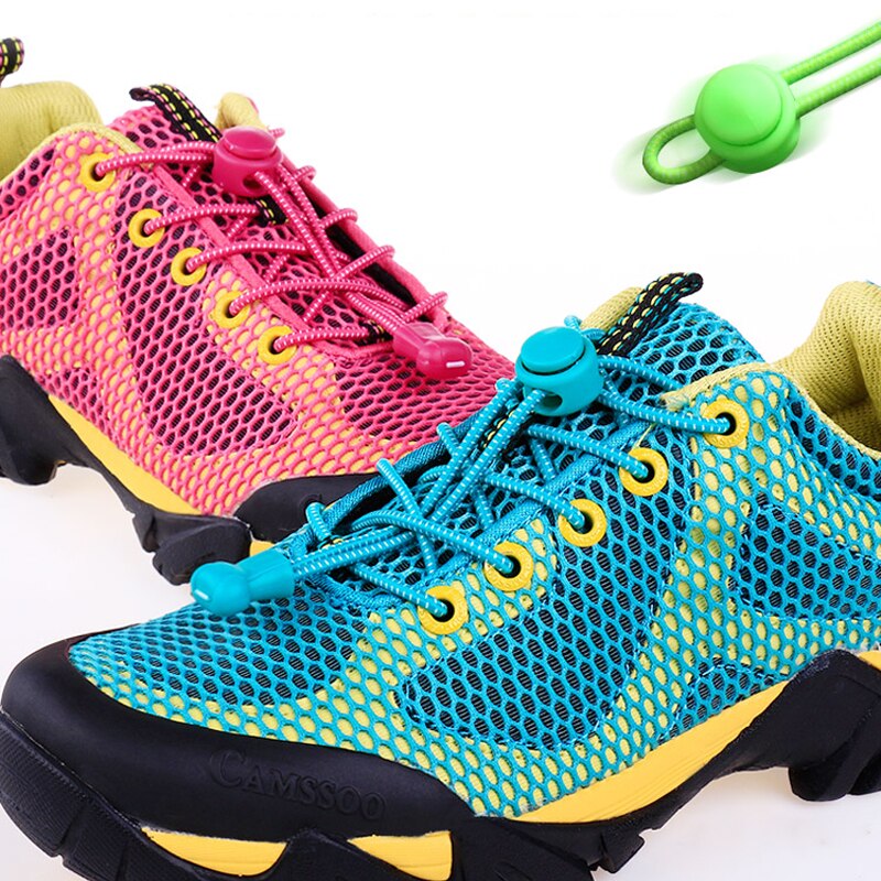 1pair Locking Shoe Laces Shoestrings Running Triathlon No tie Shoelace Sports Laces Hiking Shoelaces Children Elastic Shoelace