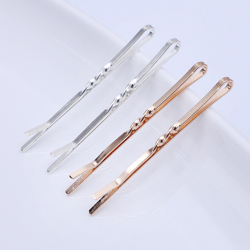 50 Pcs Metal Hair Pins - 55x2mm Geometric Twist Bobby Pins for Women - Classic Hair Accessories