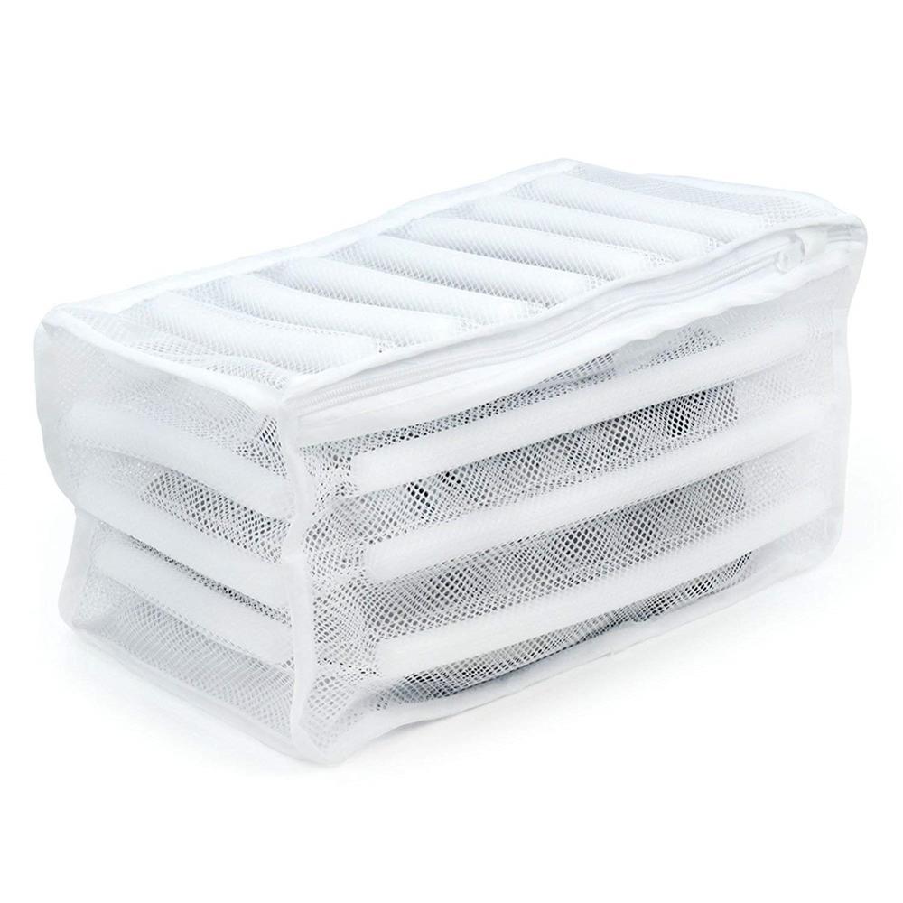 Waszak Gewatteerde Netto Wasgoed Schoenen Protector Polyester Wassen Schoenen Machine Vriendelijke Waszak Drogen Tas: WHITE