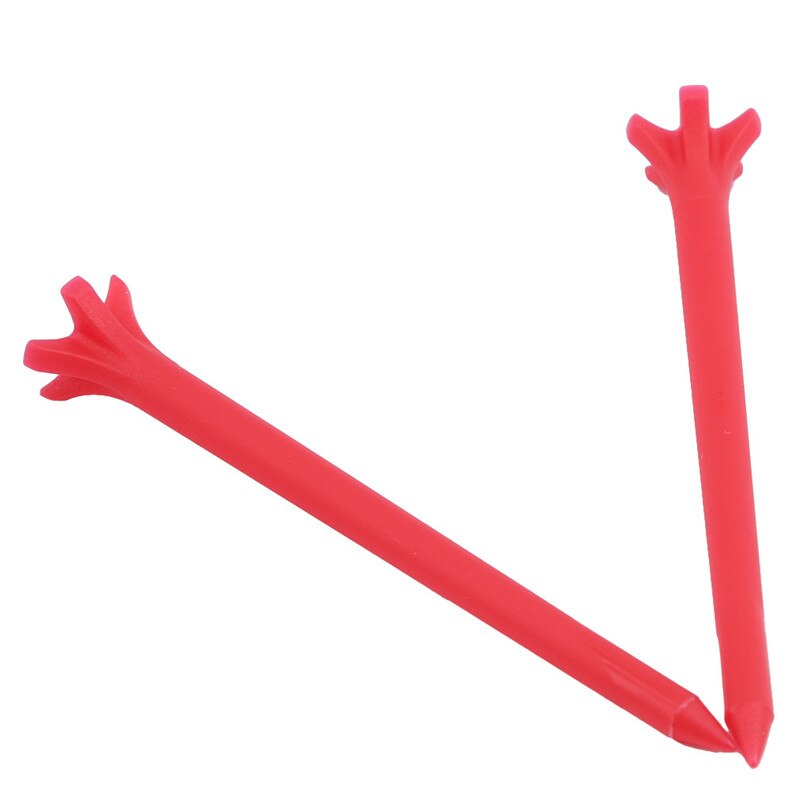 50 stuks 70mm zachte kleuren golfbal houten tees buitensporten plastic wrijvingsloze golf tees tarwe golf tees: Rood